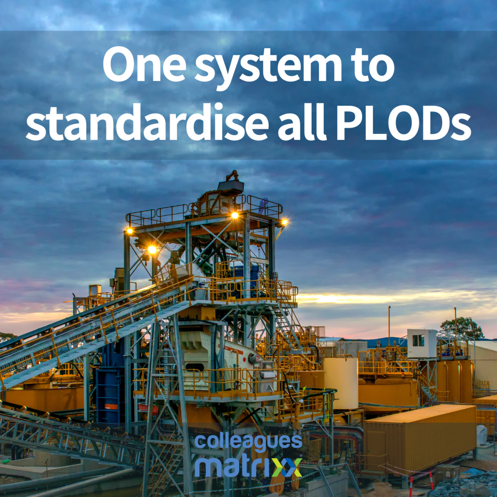 Mining Software Matrixx Xchange One System to standardise all PLODs with image of mine site and clouds