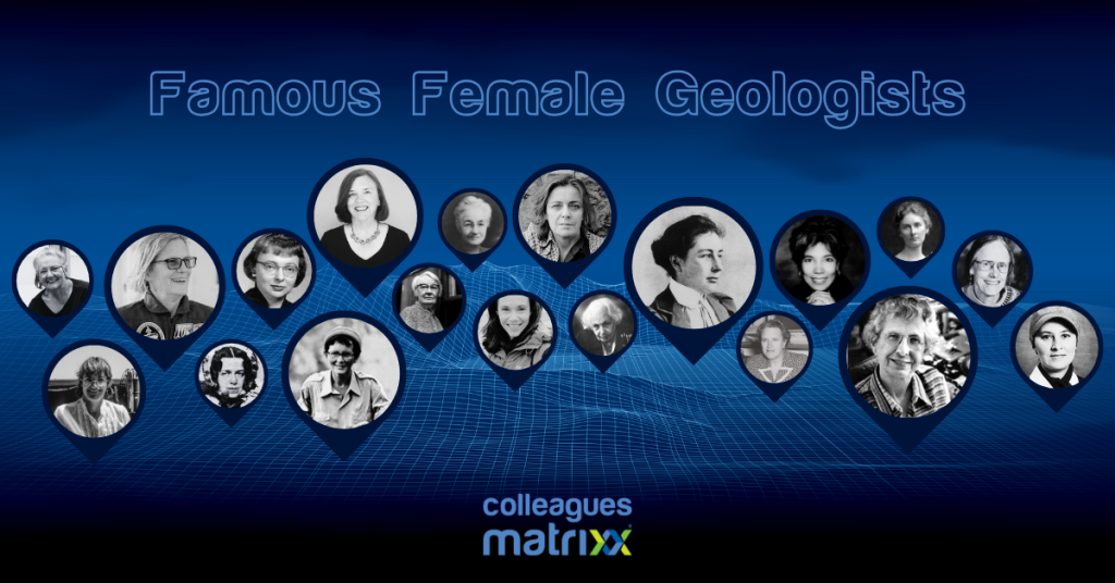Famous Female Geologists in the world and images of female geologists and Colleagues Matrixx blue logo.